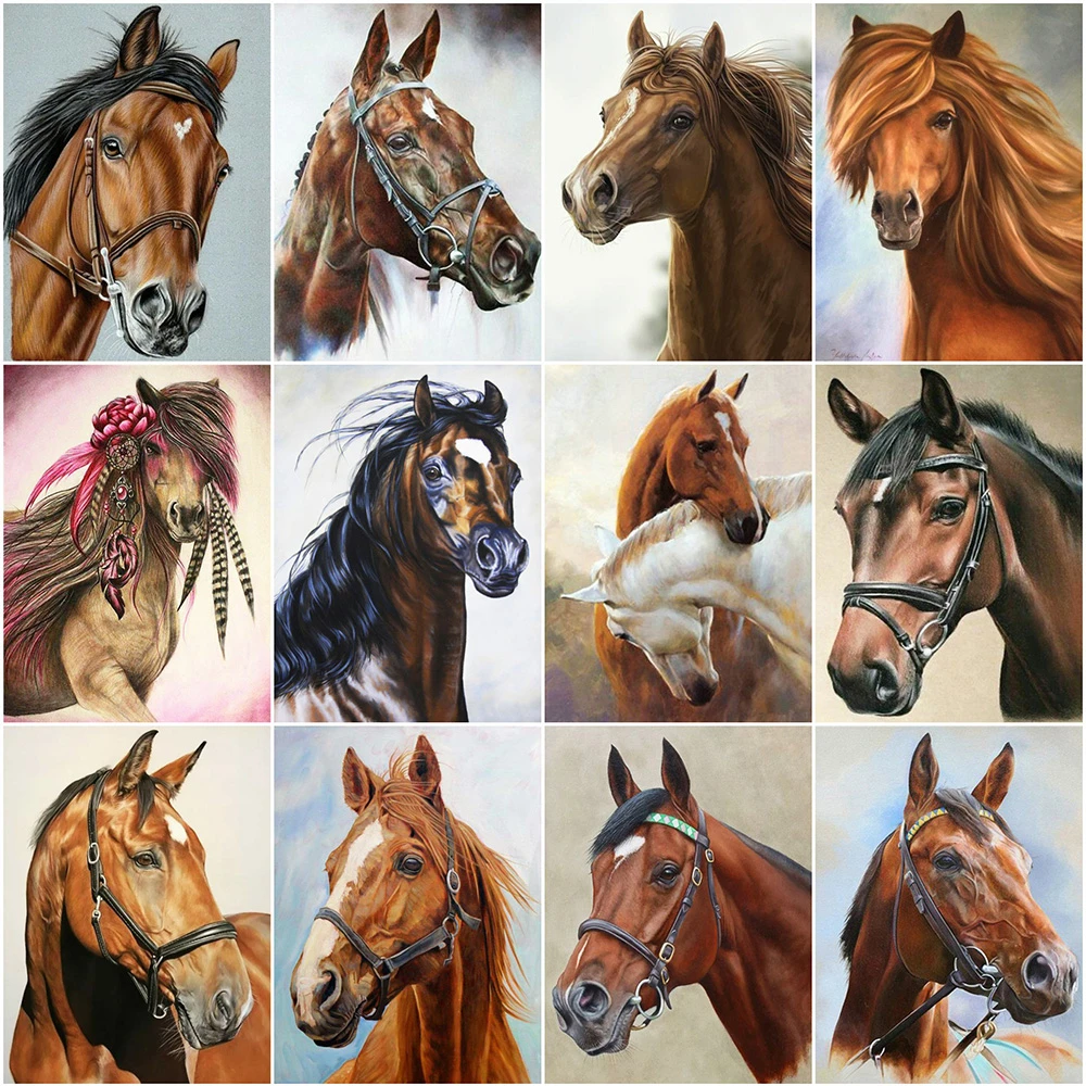 

5D Diy Diamond Painting All Kinds of Horses Full Rhinestones Embroidery Mosaic Art Cross Stitch Kit Home Decor New Arrivals 2023