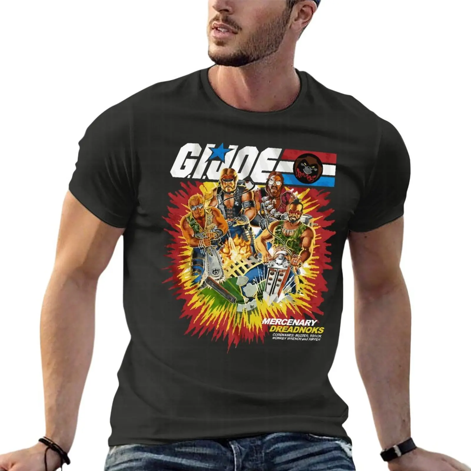 

Box Art Dreadnoks Gi Joe Kaus Longgar Pakaian Pria Harajuku 100% Katun Streetwear Ukuran Besar Atasan Kaus