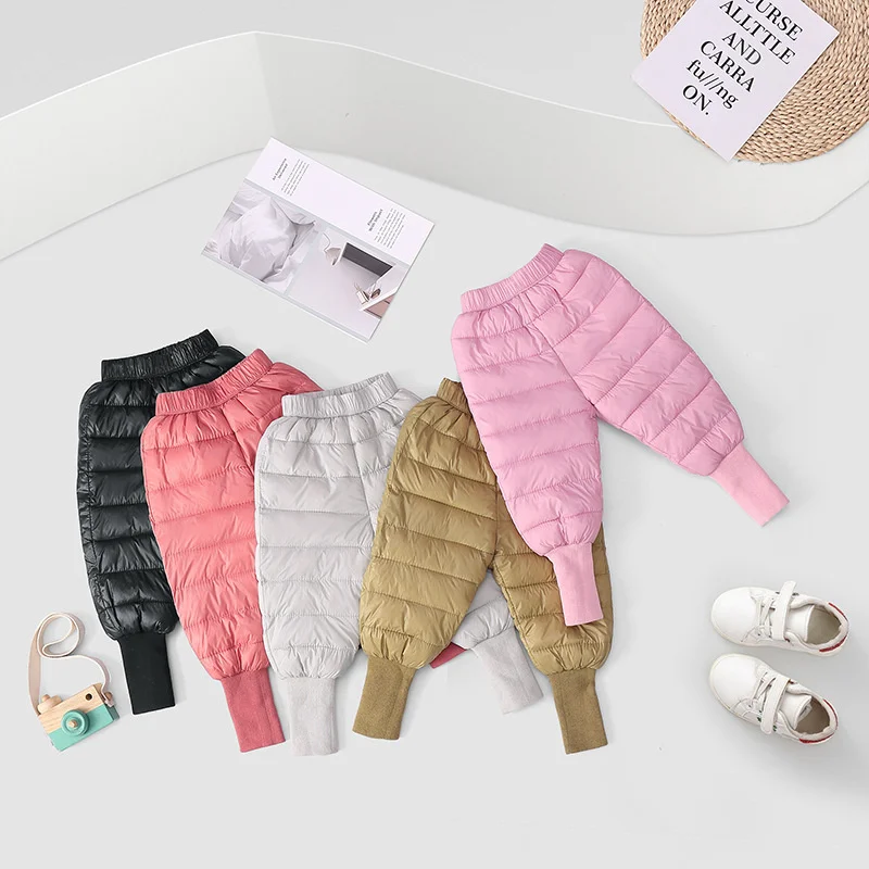 

Новые Детские утепленные пуховые брюки, зимние теплые водонепроницаемые пуховые брюки для маленьких девочек и мальчиков, повседневные одн...