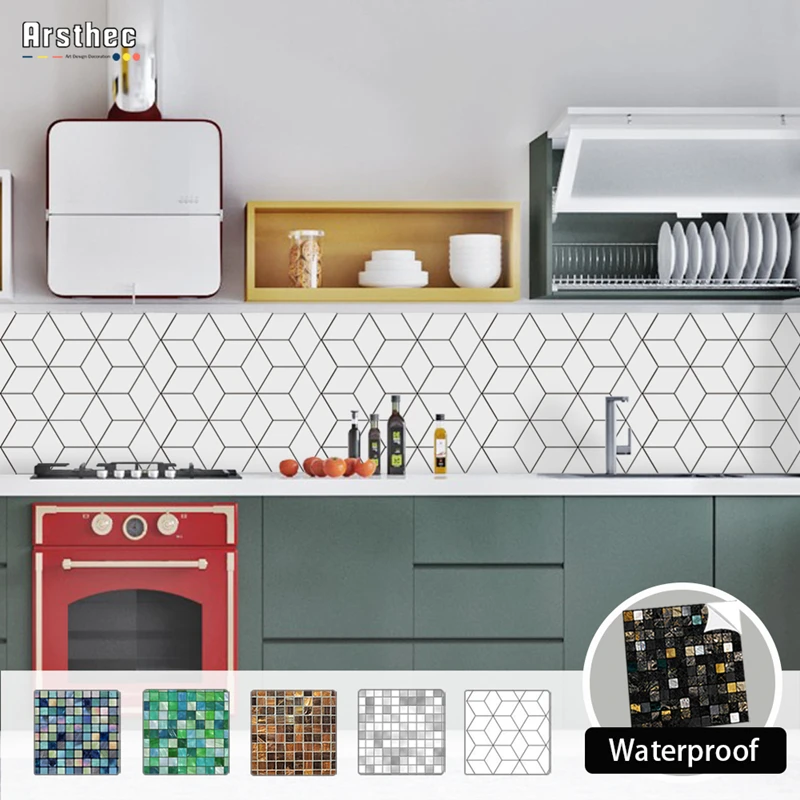 

ПВХ, водонепроницаемый фон для кухни, панели для ванной комнаты, декоративные обои, самодельные декоративные виниловые мозаики «сделай сам...