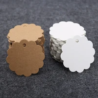 50pcs 6cm round lace edge kraft paper tags card labels product cake food price marks garment tag shoes bags decor accessories