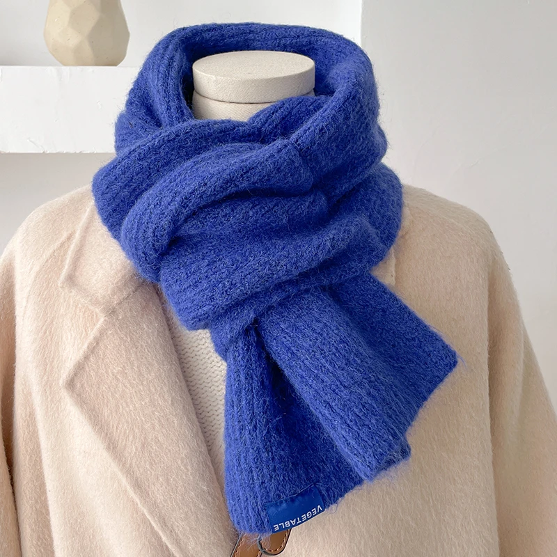 

Мягкий облегающий вязаный женский шарф для зимы, теплый однотонный шейный платок Bufanda, женский корейский стиль, шерстяная пряжа, глушитель, ...