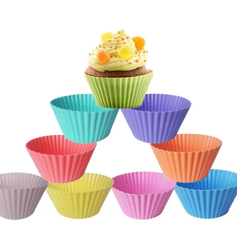 

12pcs/Set Silicone Cake Mold Round Shaped Muffin Cupcake Baking Molds Kitchen Cooking Bakeware Maker DIY Cake Decorating Tools