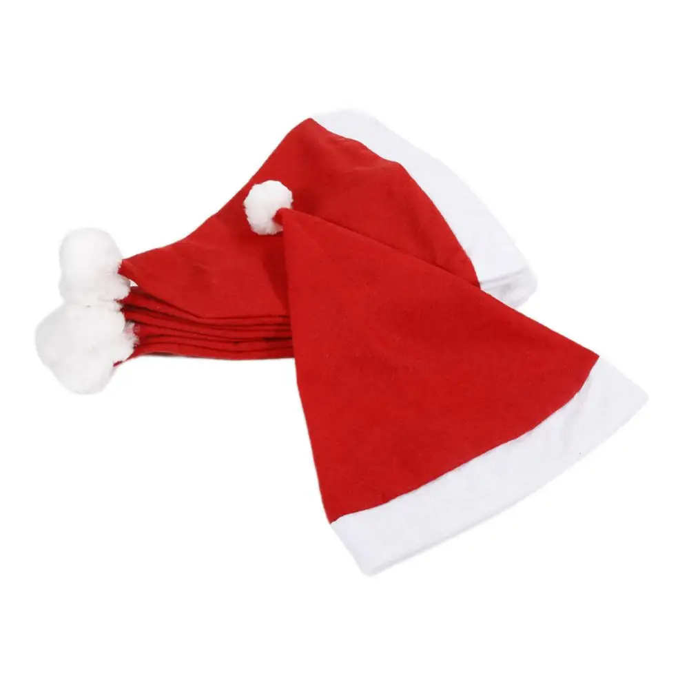 

12pcs Plush Christmas Santa Claus Red Hats Caps Thicken For Adult And Children Xmas Decor New Year's Gifts Home Party Supplies