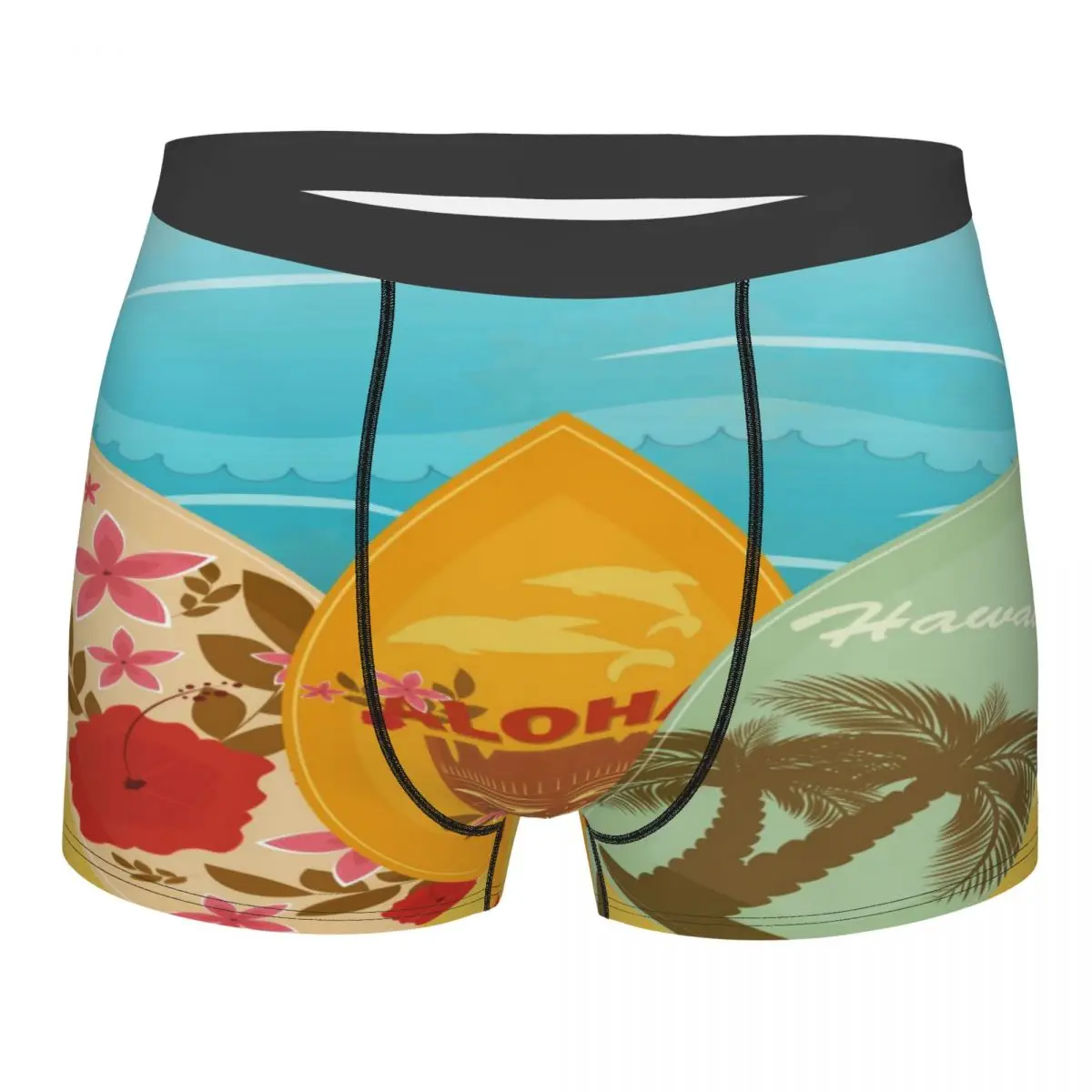 

Mens Boxer Sexy Underwear Vintage Surfboards On Beach Underpants Male Panties Pouch Short Pants