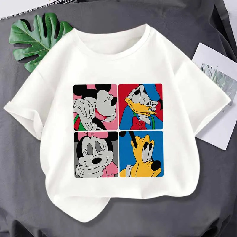 

Рубашка Disney, одежда для девочек с Минни Маус, женская одежда, новая летняя футболка с мультяшным рисунком, Красивая Милая футболка