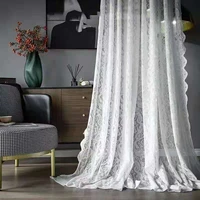 nordic embroidered window screen curtain white lace beaded bedroom simple high end embroidered screen window