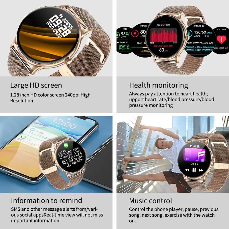 LIGE Модные Смарт-часы Bluetooth Call Мужские женские часы Mulit-sport Фитнес Монитор