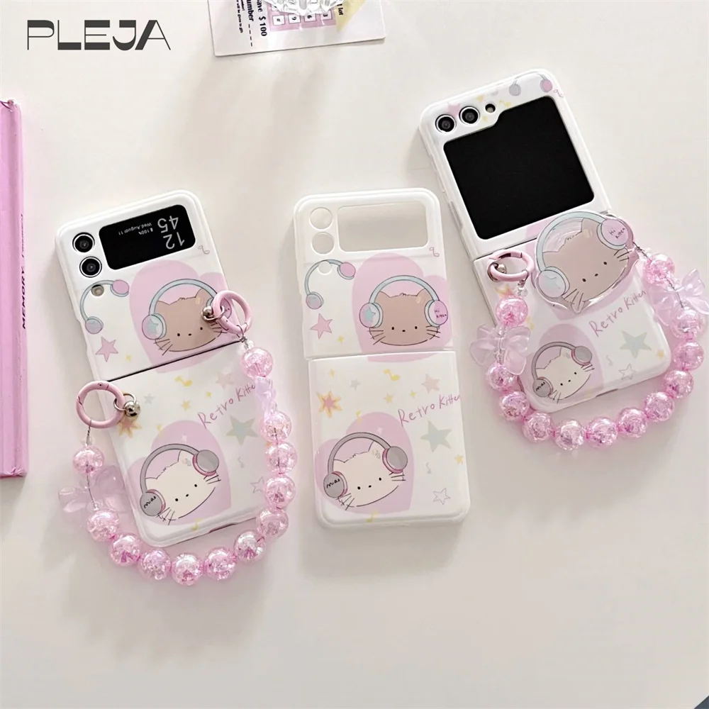 Симпатичный чехол с музыкальным медведем кронштейном и браслетом для Samsung Galaxy Z