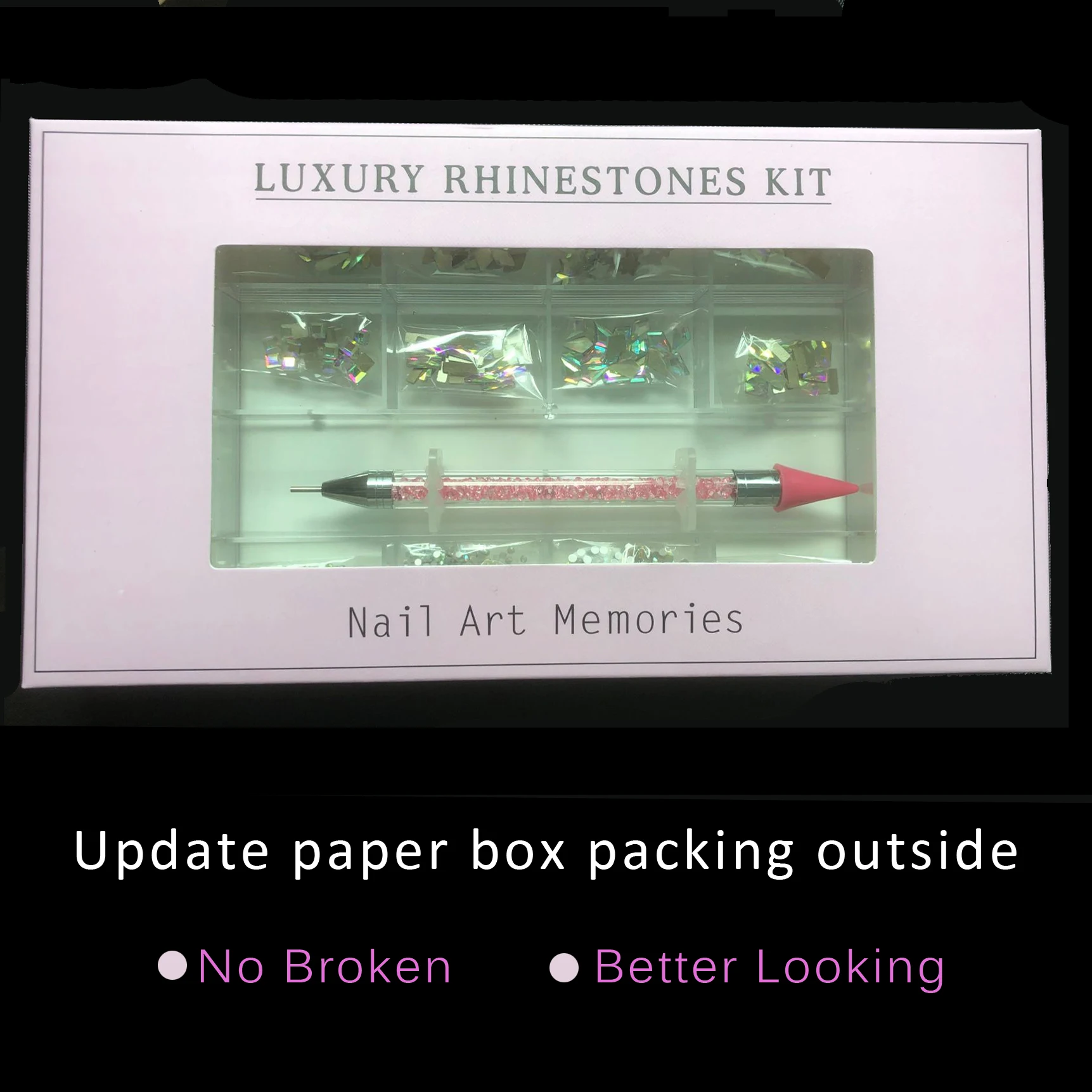 Роскошные блестящие бриллиантовые предметы дизайна ногтей стеклянные