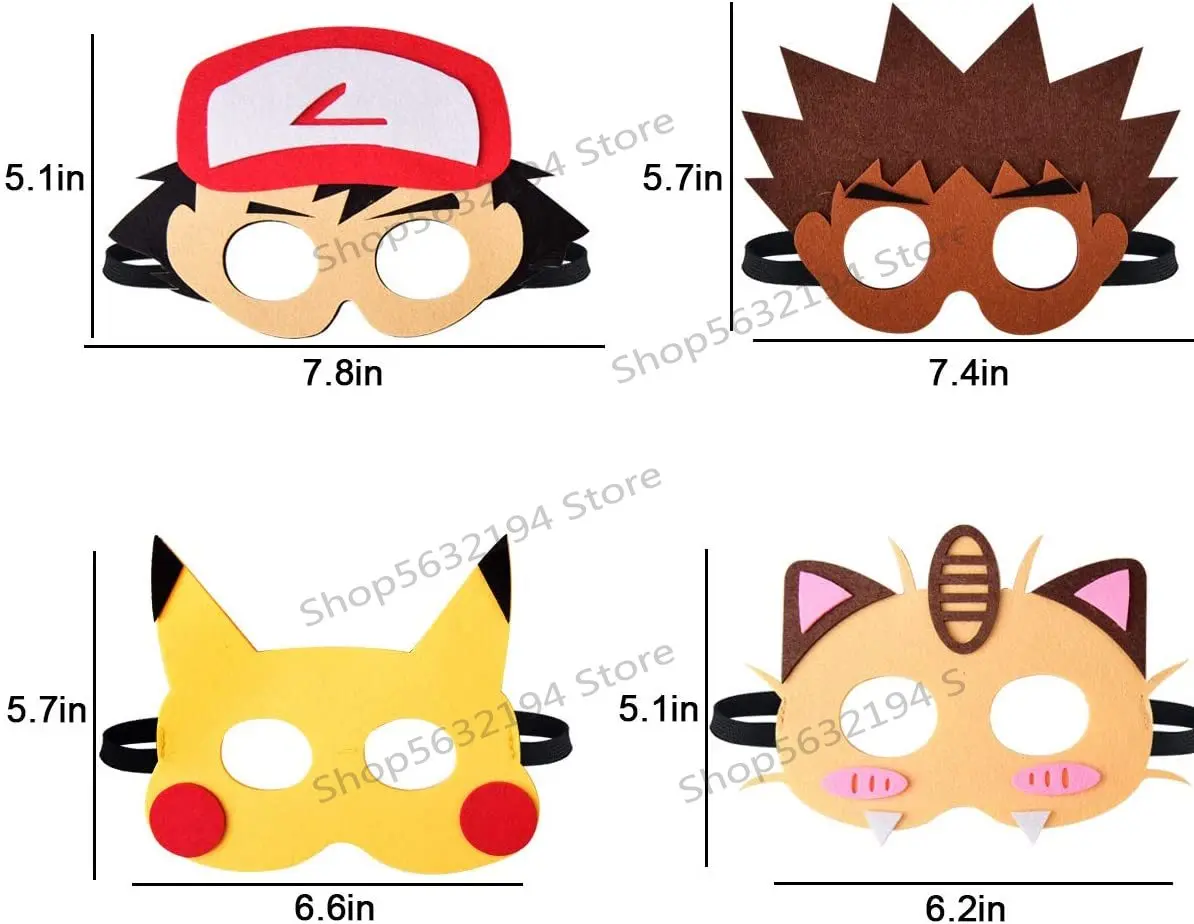 12 шт. Пикачу Покемон го Хэллоуин фетровые маски для детей косплей вечевечерние