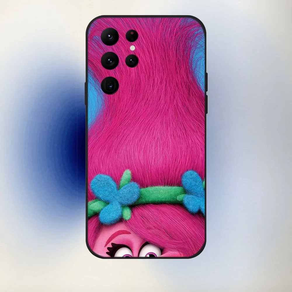 Чехол для телефона с рисунком Т-Тролли Samsung S24 23 22 30 21 10 9 Ultra Plus Lite FE 5G черный мягкий