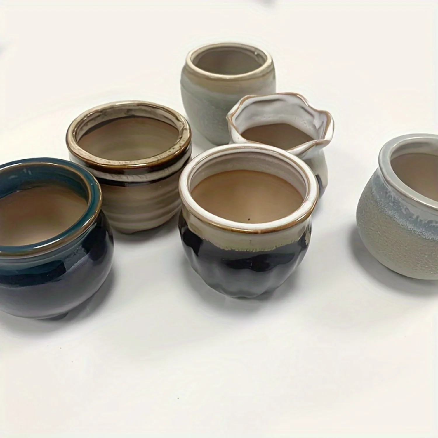 6 шт. мини-поток глазурованный цветок микропейзаж цветочный горшок бонсай для