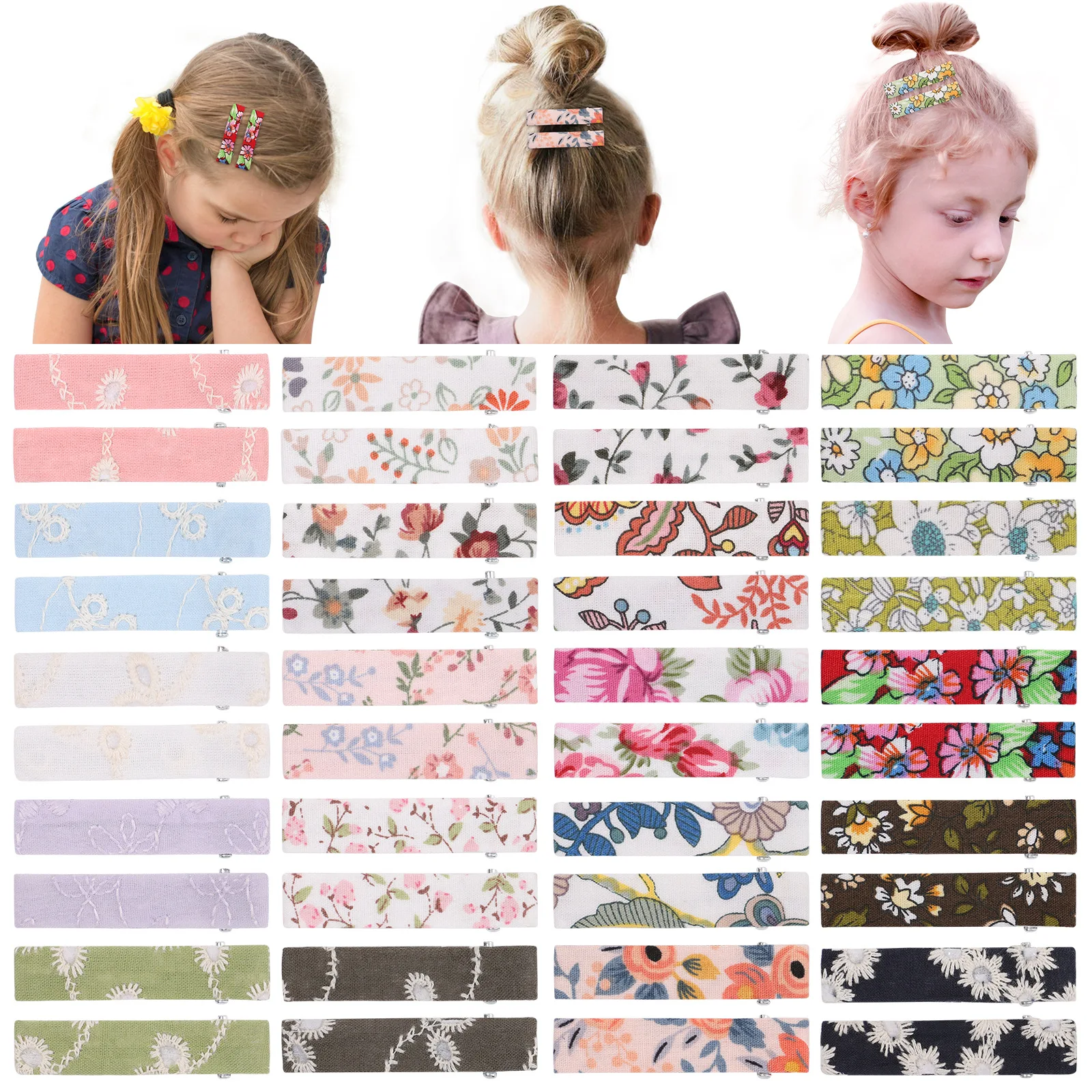 

12Pcs/Set Cute Floral Fabric Hairpins for Kids Children Sweet Girls Headband Hair Clip Barrettes Fashion Square Hair Accessories