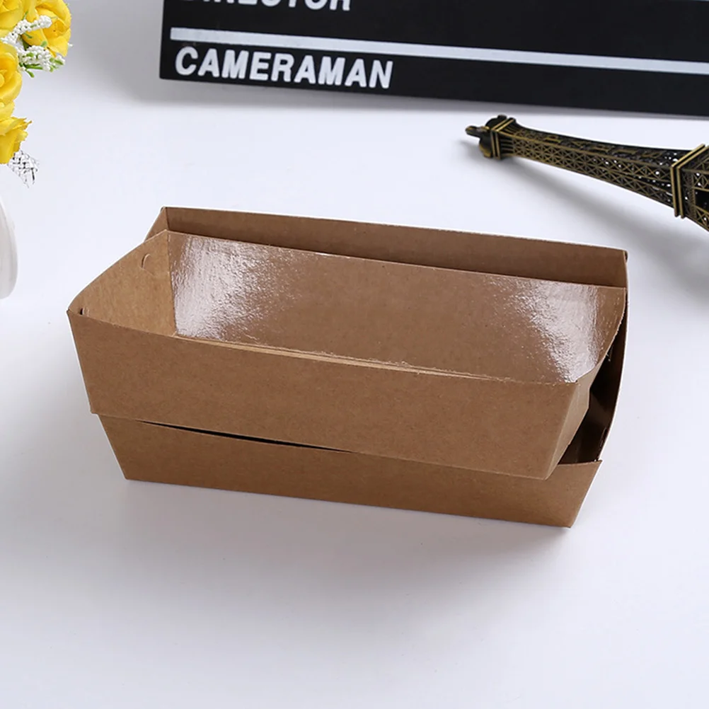 

30 Pcs Biscuit Box Packing Tray Kraft Paper Case Disposable Containers Boat Shape Serving