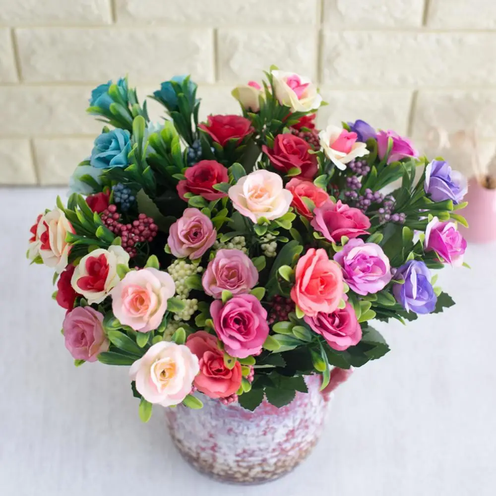 

Decoration Artificial Flower 6 Heads 1Pc Romantic Garden Home Wedding Fake Roses Decoration