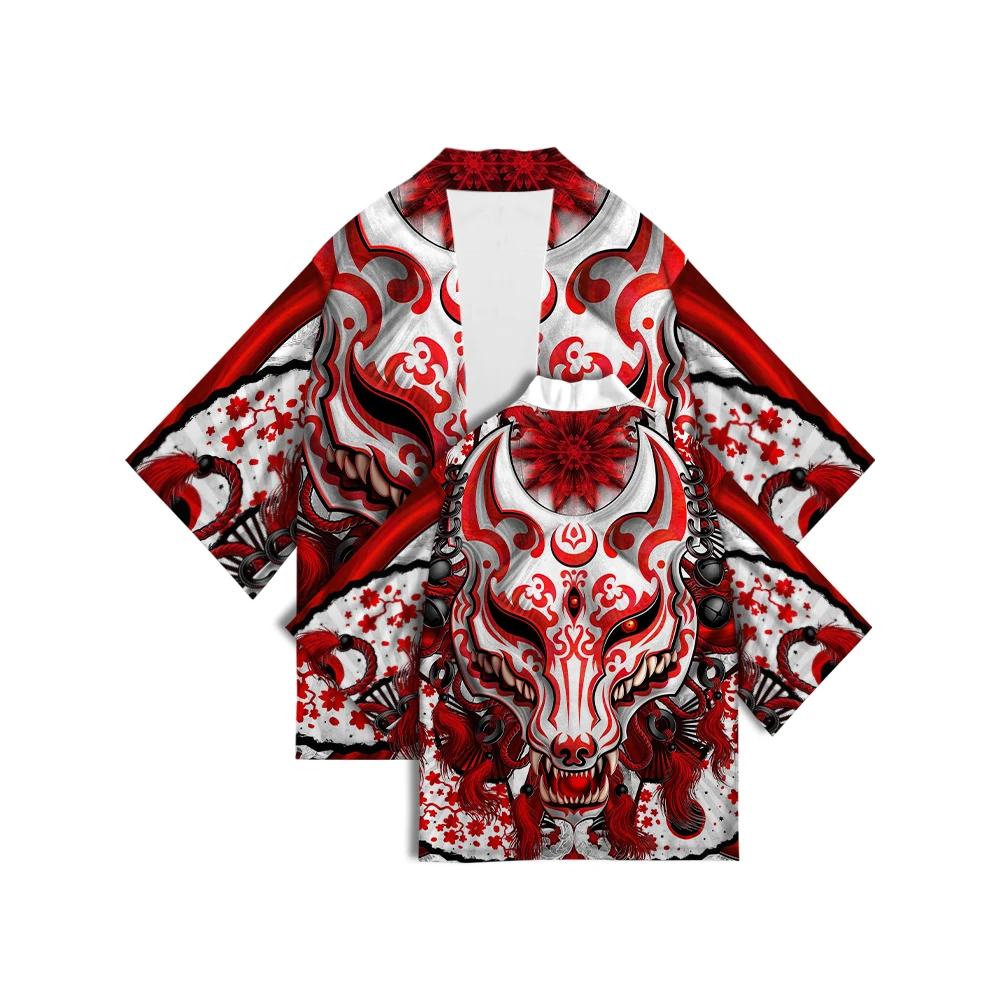 Fox Painted Art Print Kimono Harajuku Fantasy Pattern Home Cardigan Short Robe Fashion Top Unisex Casual