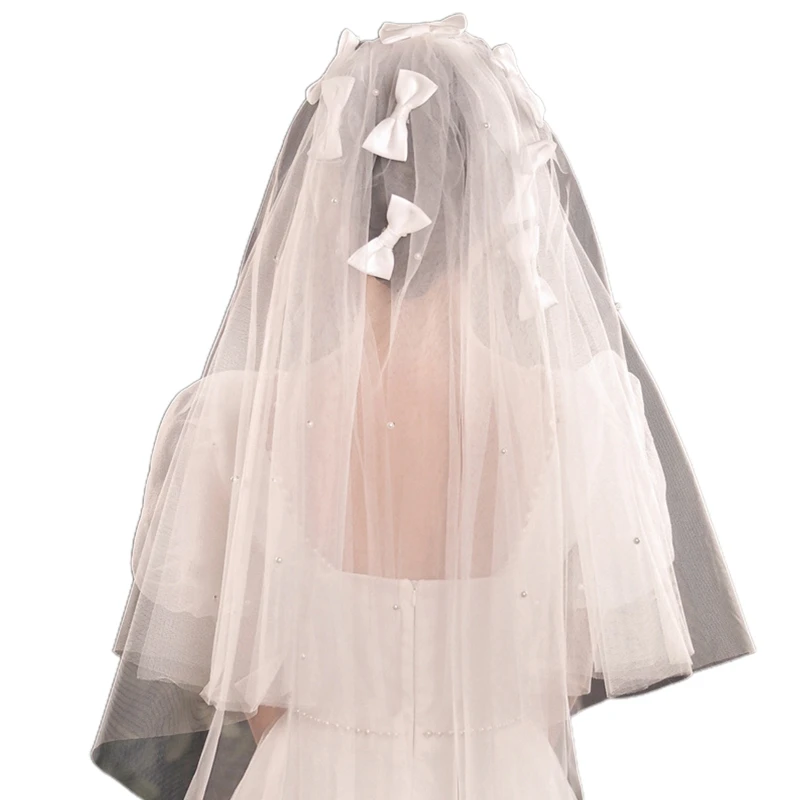 

Свадебная фата для невесты, двухслойная короткая прозрачная Фата, аксессуары для невесты