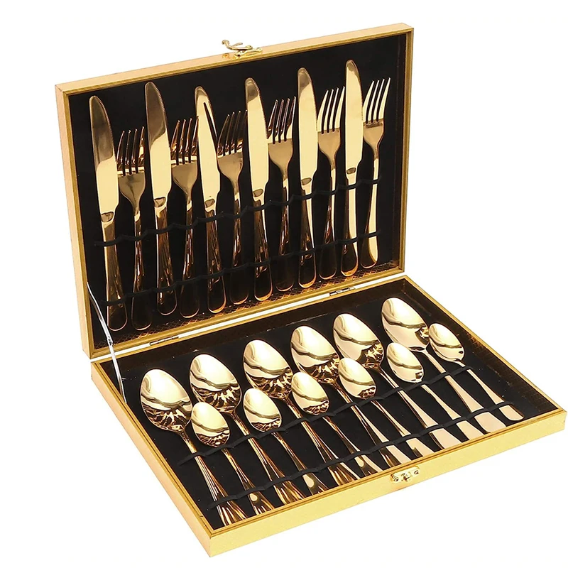 

24 шт., набор столовых приборов из нержавеющей стали