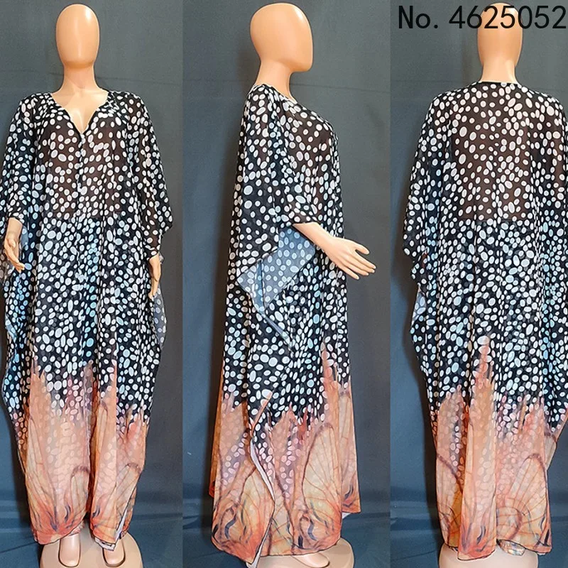 

African Clothes for Women 2022 Autumn African Women Printing Plus Size Two Pieces Sets Dress and Pant African Suit