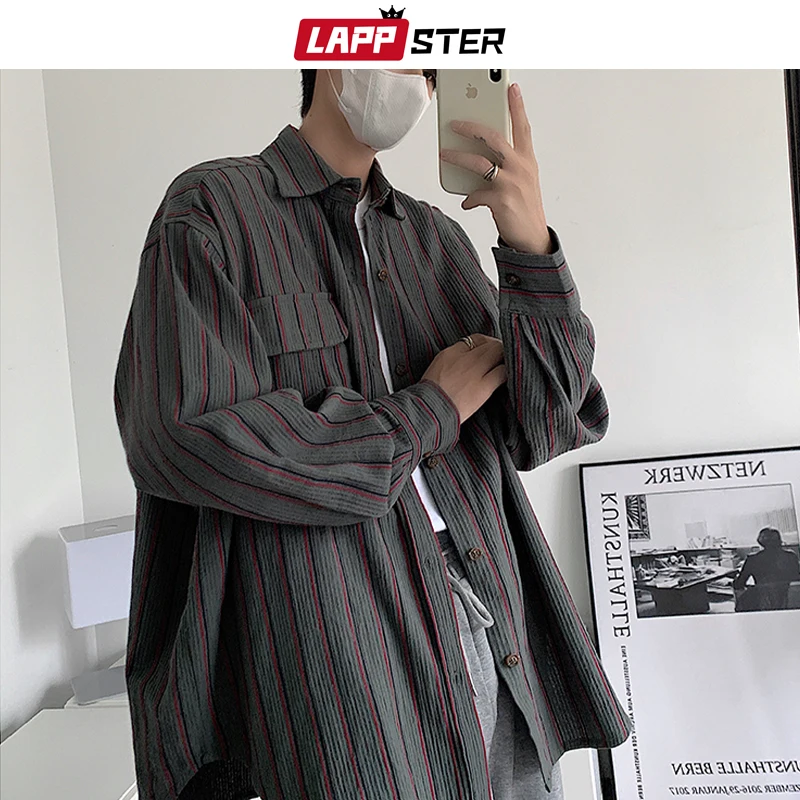 

Рубашка оверсайз в полоску, с длинным рукавом, Y2k