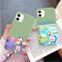 fhnblj doraemon anime phone case for iphone 11 12 13 mini pro xs max 8 7 6 6s plus x xr solid candy color case