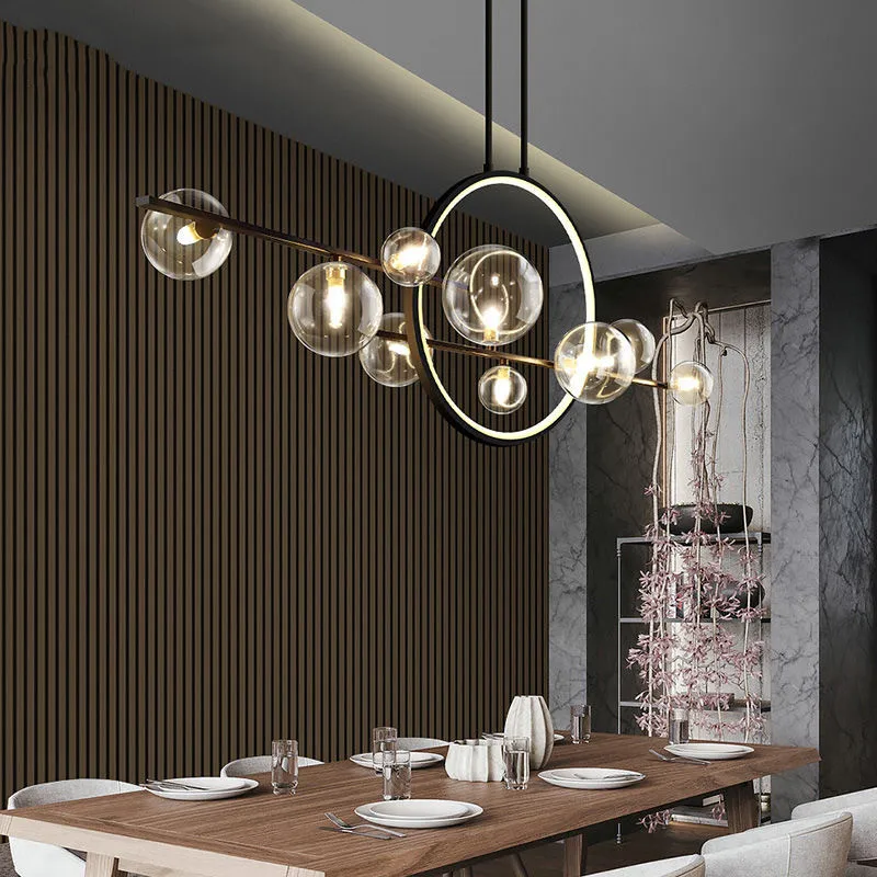 

glass bubble chandelier Light luxury American industrial style lamp restaurant light creative bar table hanging lights