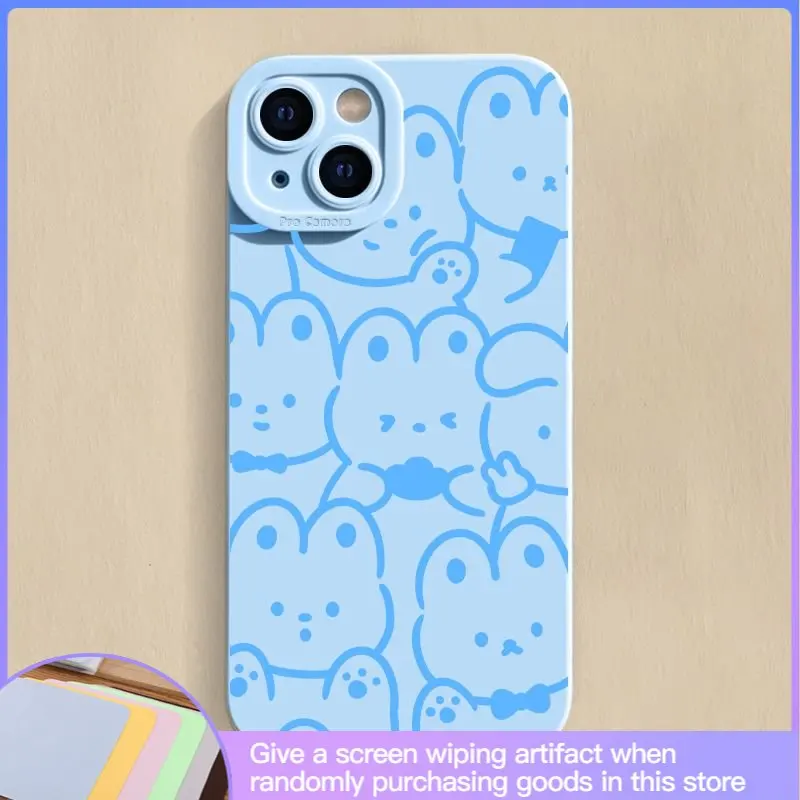 

Luxury Advanced Sense Full Screen Line Rabbit Phone Case Suitable for IPhone14 13 12 11 13promax 7 8 6 Se Shockproof Anti-fall
