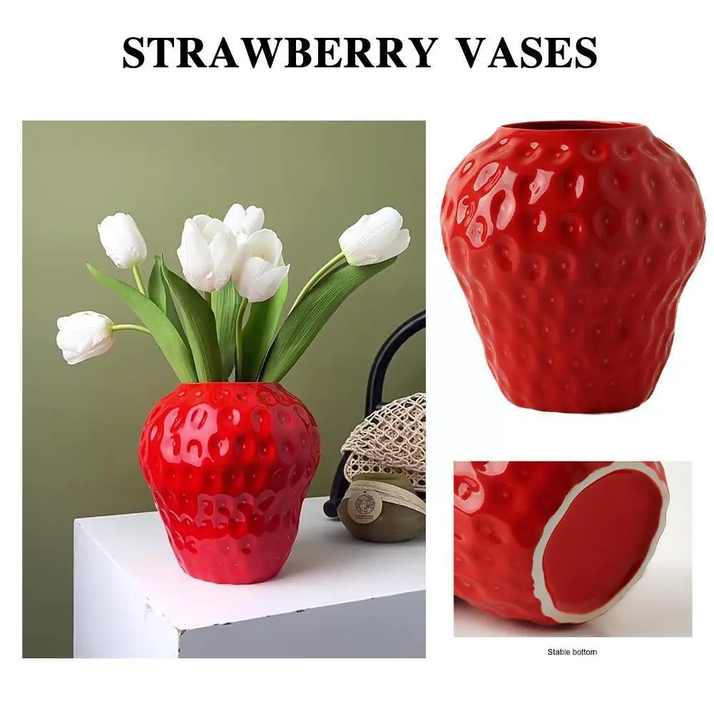 

Vintage Style Strawberry Vases Flower Pot Vase Decorative Ornament Flower Arrangement For Office Homestay Party Gifts Decor E2R2