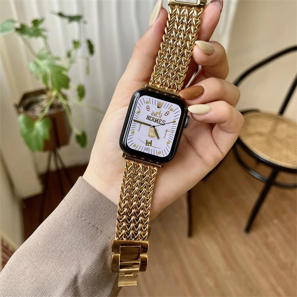 Suitable For Apple Watch Strap Series Ultra 8 7 6 5 4 3 2 1 SE 38mm 40mm 41mm 42mm 44mm 45mm 49mm Women And Men, Stainless Steel