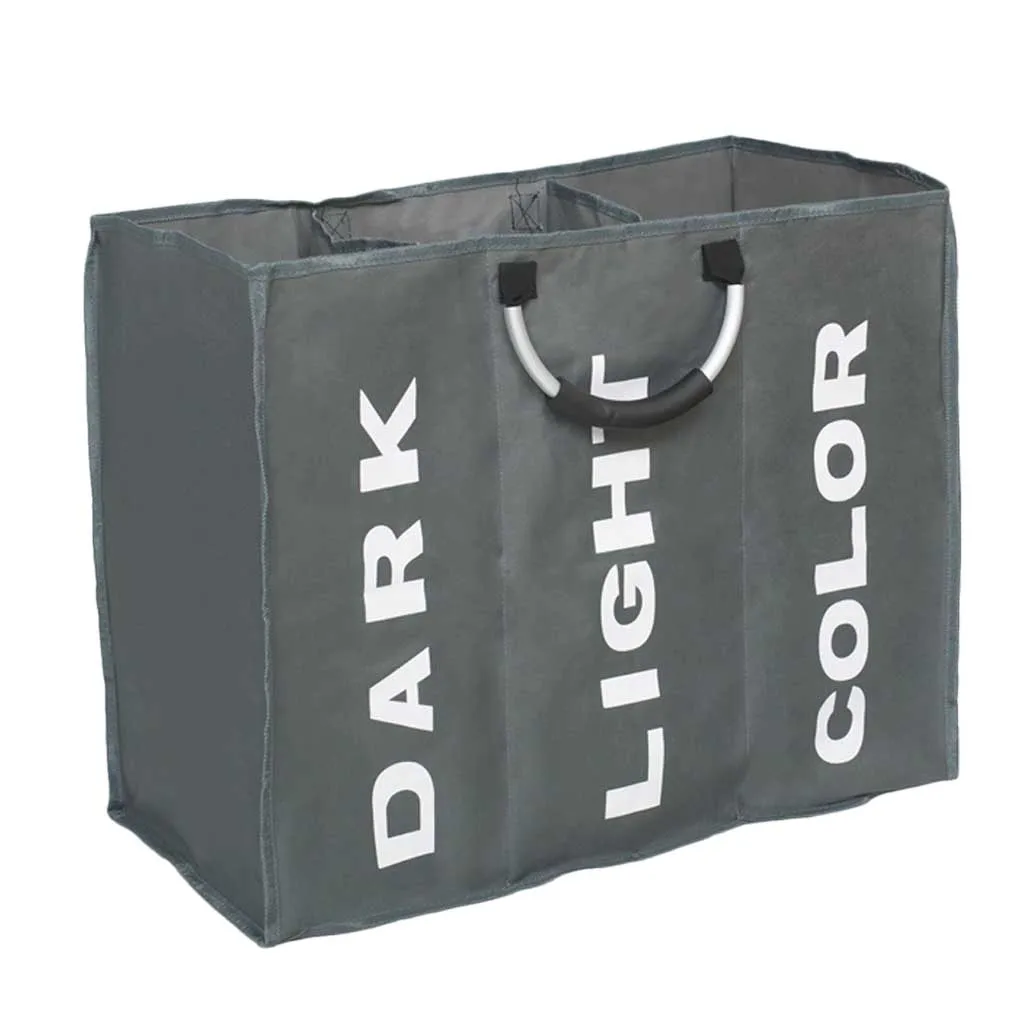 

3 Section Foldable Waterproof Laundry Basket with Handles Oxford Washing Clothes Household Multifunctional Storage Bag