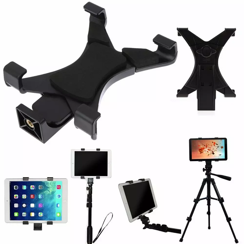 

Universal Tablet Tripod Mount Clamp With 1/4"Thread Adapter For iPad 2/3/4/Air/Air2 /mini For Galaxy Tablet Phone Bracket H