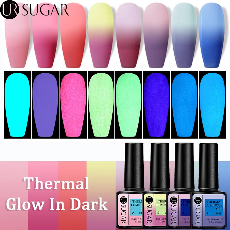UR SUGAR Thermal Luminous UV Gel Nail Polish 2 In 1 Color Changing Glow in Dark Nail Art Design Varnish Soak Off Manicure