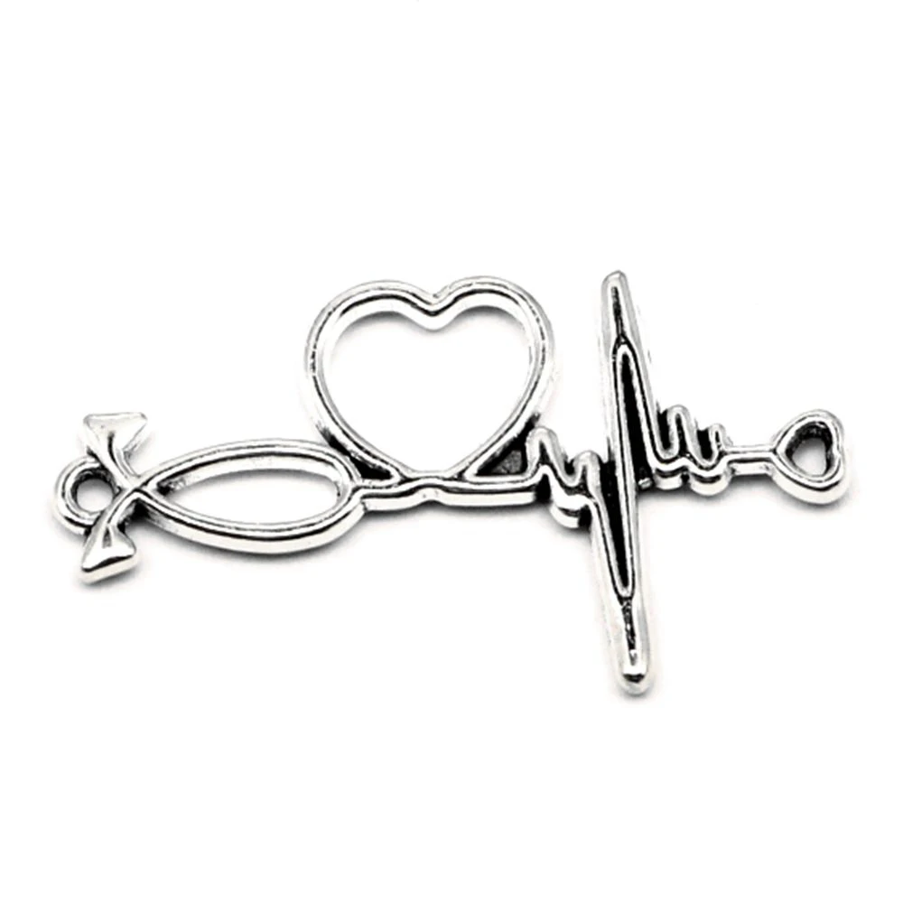 

Electrocardiogram Charm For Making Jewelry Diy Finding 50pcs 19x33mm