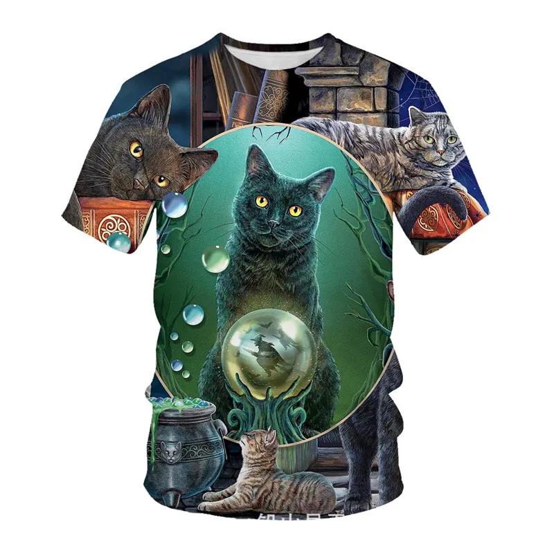 

3D Cat Pattern Printed Cute T-Shirts For Men's/Women New Summer Short Sleeve Street Hip Hop Tops Funny Gothic Cats Tops Big Size