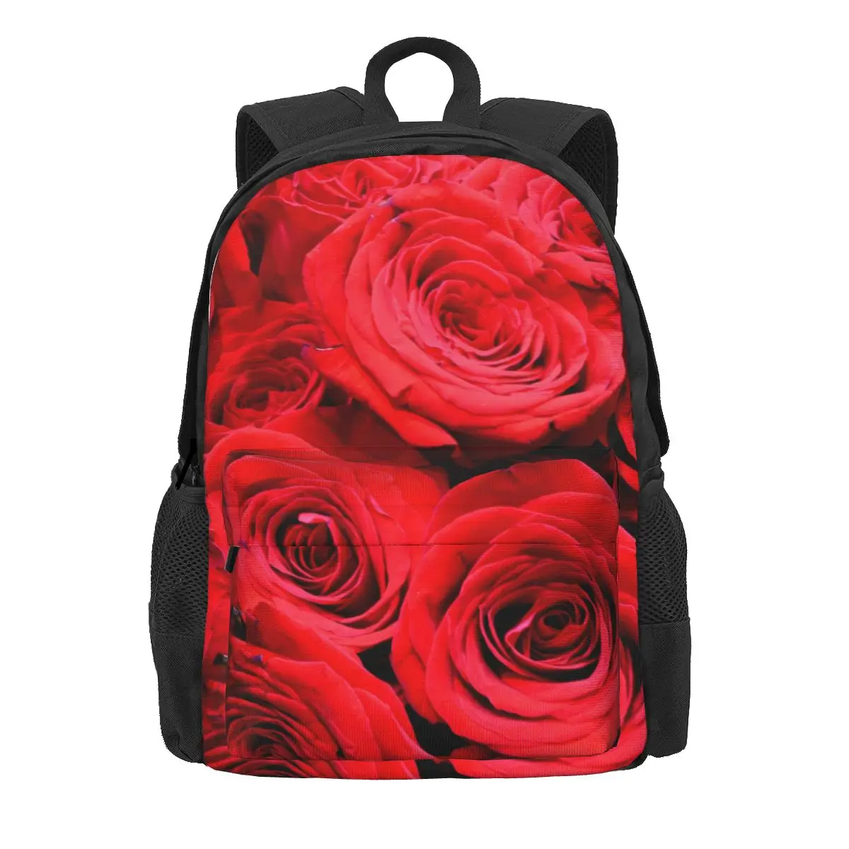

Red Rose Print Backpack Elegant Floral Trekking Backpacks Unisex High Quality Breathable School Bags Elegant Rucksack