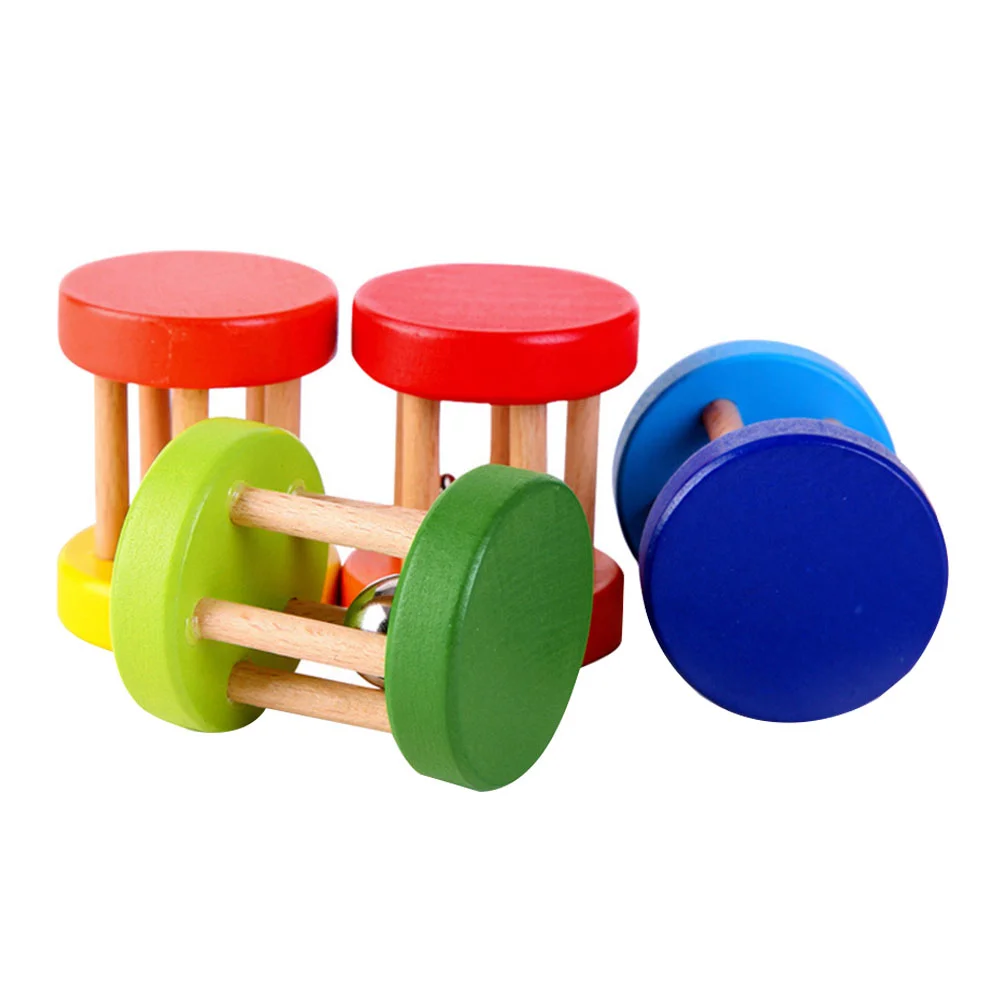 

4pcs Wooden Rattles Parent-child Rattles Educational Playthings (Mixed Color)