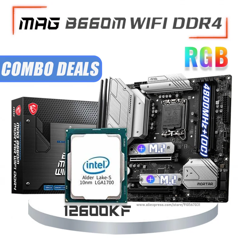 

MSI MAG B660M MORTAR WIFI DDR4 + Intel Core i5 12600KF Motherboard Combo i5 Intel B660 Mainboard Kit LGA 1700 12600KF CPU New