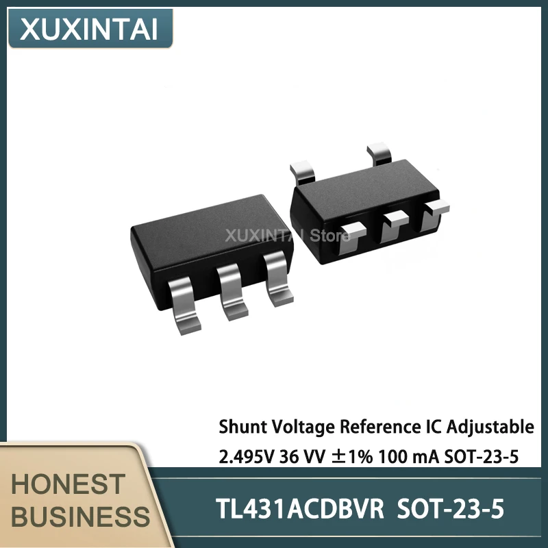 

50Pcs/Lot TL431ACDBVR TL431 Shunt Voltage Reference IC Adjustable 2.495V 36 VV ±1% 100 mA SOT-23-5