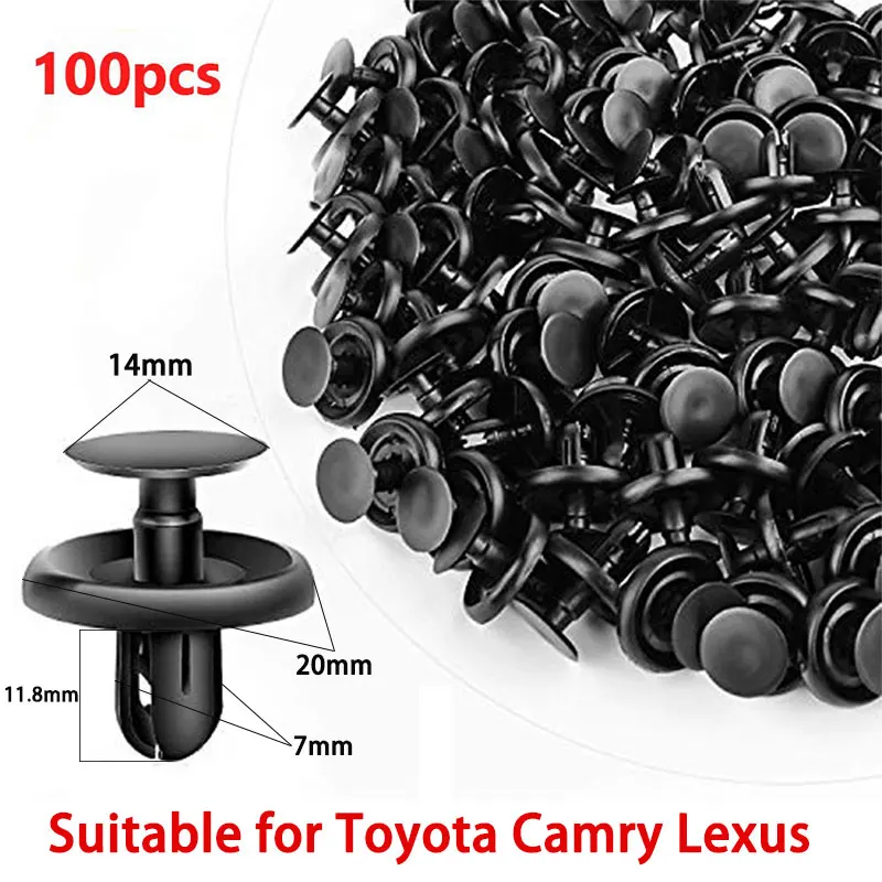 

100pcs Black Plastic Auto Fastener Vehicle Car Bumper Clips Retainer Rivet Door Panel Fender Liner Toyota Camry Lexus