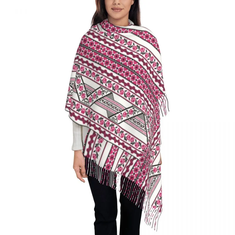 

Female Large Bold Colorful Ukrainian Vyshyvanka Scarves Women Winter Fall Thick Warm Tassel Shawl Wraps Ukraine Bohemian Scarf