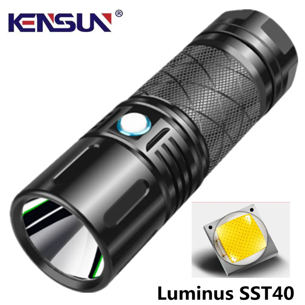 SST40 LED High-power Glare Flashlight High-brightness Aluminum Alloy USB Rechargeable Zoomable Lamp Self Defense Camping Torch