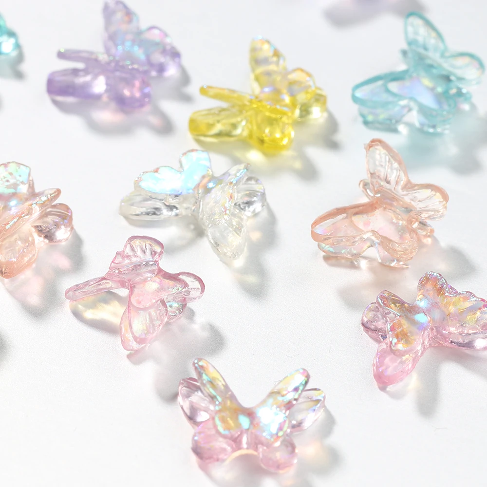 

50/100pcs Mini 3D Resin Butterfly Aurora AB Color Charms for Epoxy Resin Mold Nail Art Fillers Jewelry Making DIY Accessories