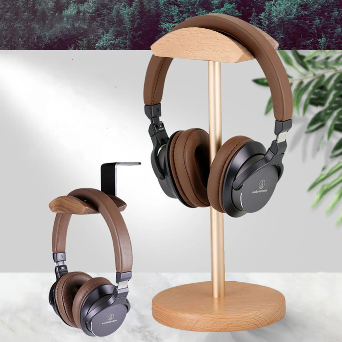 Universal Wood Headphone Stand Creative Display for bracket for Headset Simple Holder Rack Hang Non-slip Space Saving