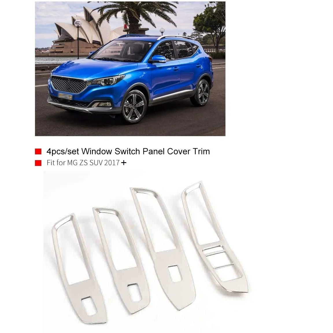 Фото Для MG ZS 2017-2021 крышка переключателя стекла автомобиля, подъемная отделка рамы из нержавеющей стали, аксессуары для украшения №4