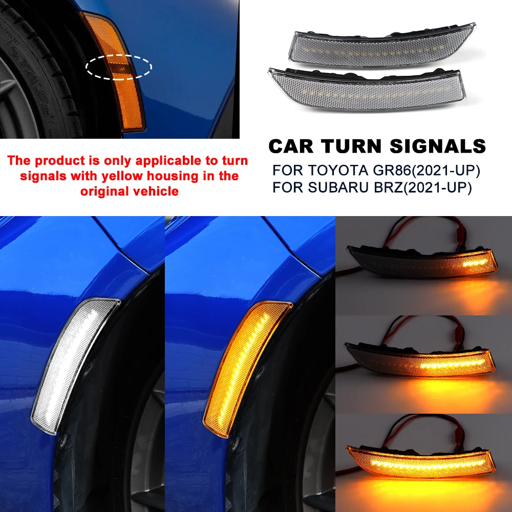 

KUNGKIC для USDM Subaru BRZ ZD8 Toyota GR86 ZN8 2021 2022 2023 2024 2025 Поворотный фонарь Янтарный сигнал Светодиодный габаритный мигающий индикатор