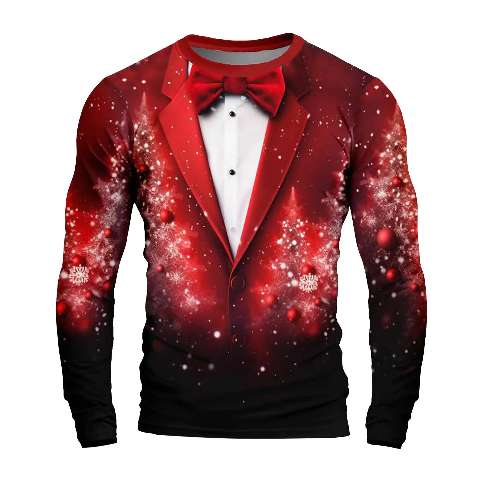

Mens Christmas Fashion Trend Digital 3D Printed Long Sleeve T Shirt Pullover