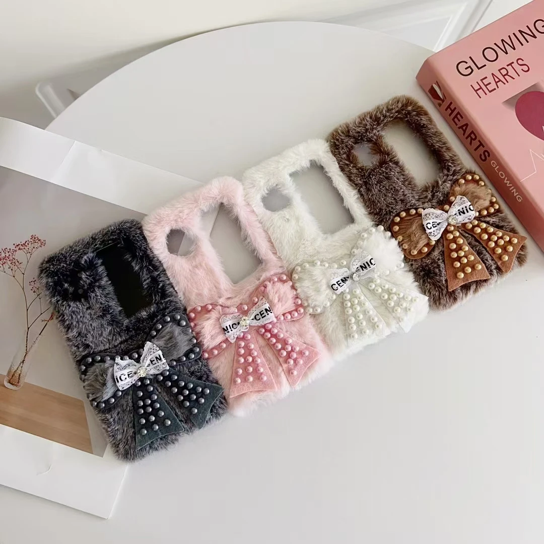 Уникальный Модный милый мягкий флип-чехол для телефона с жемчужным бантом Oppo Find N2