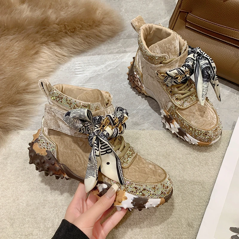 

Туфли Durian женские высокие сверхпрочные Стразы с перфорацией Папины туфли с инкрустированной стразами платформой туфли на одной платформе