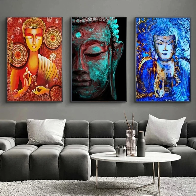 

Canvas Abstract Hd Print Pictures Wall Artwork Buddha Face Painting Home Decoration Buddhist Modular Poster Living Room No Frame